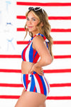 Mom & Me - Red White & Blue Striped Bikini | Sparkle in Pink