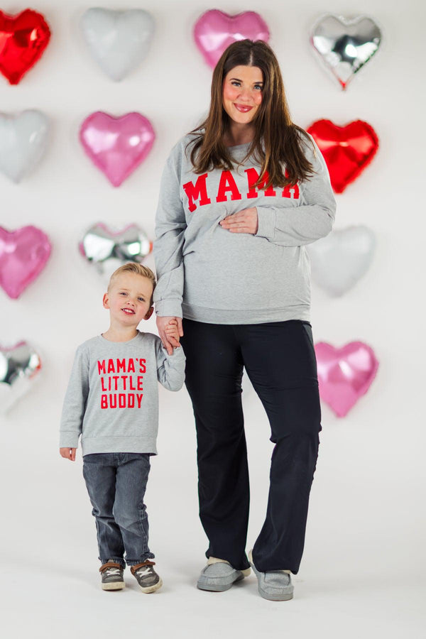 Mom & Kid - "Mama's Little Bestie & Buddy" Gray Top | Sparkle in Pink