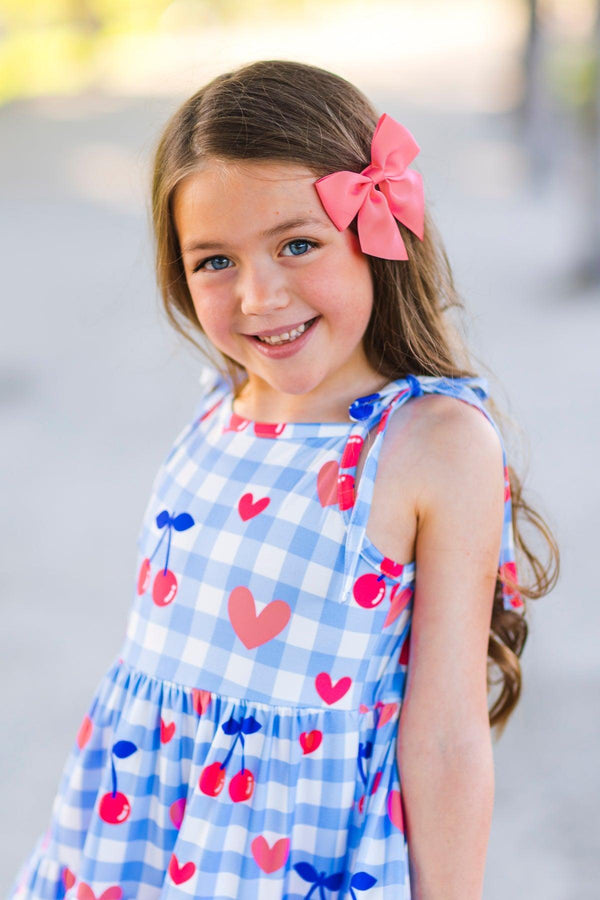 Mom & Me - Gingham Cherry Heart Dress | Sparkle in Pink