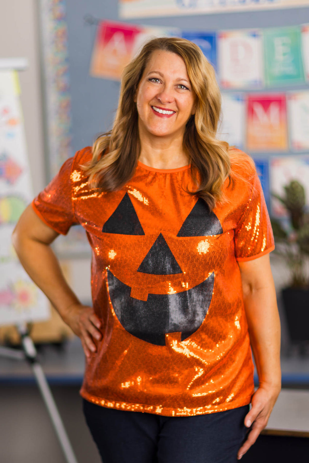 Mom & Me - Sequin Jack-O'-Lantern Top