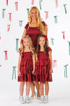 Mom & Me - Red & Green Metallic Dress