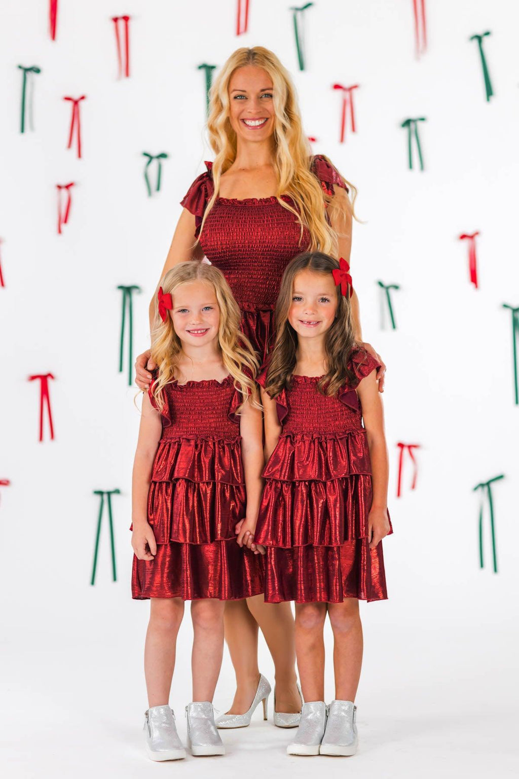 Mom & Me - Red & Green Metallic Dress