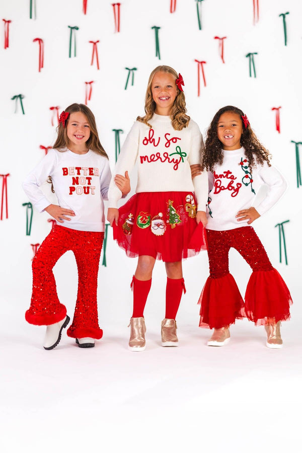 "Santa Baby" Sweater Sequin Bell Bottom Set