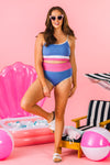 Mom & Me - Blue Pink & White Striped Bikini | Sparkle in Pink