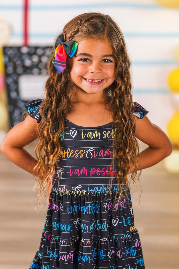 Affirmations Black Notebook Dress | Sparkle in Pink