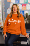 Mom & Me - "Thankful" Orange Pearl Sweater