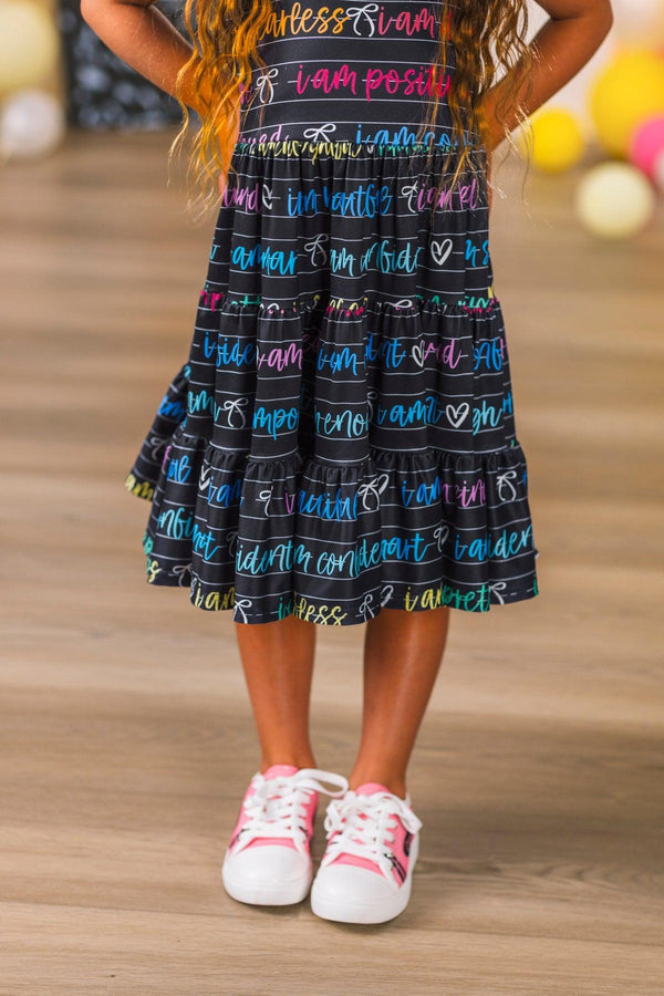 Affirmations Black Notebook Dress | Sparkle in Pink
