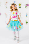 "Eggstra Sassy" Chenille Patch Tutu Skirt Set | Sparkle in Pink