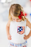 White Sequin American Flag Fringe Short Set | Sparkle in Pink