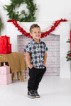 Checkered Christmas Tree Button Down Top