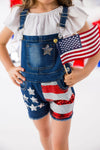 Stars & Stripes Sequin Denim Overalls - Sparkle in Pink