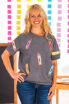 Mom & Me - Gray Corduroy Crayon Top | Sparkle in Pink