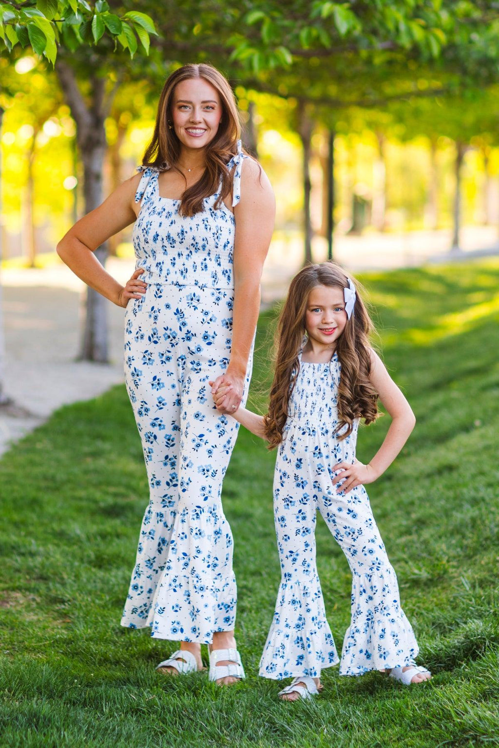 Mom & Me - White & Blue Floral Jumpsuit | Sparkle in Pink