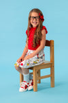 Red & White Pearl Doodle Skirt Set | Sparkle in Pink