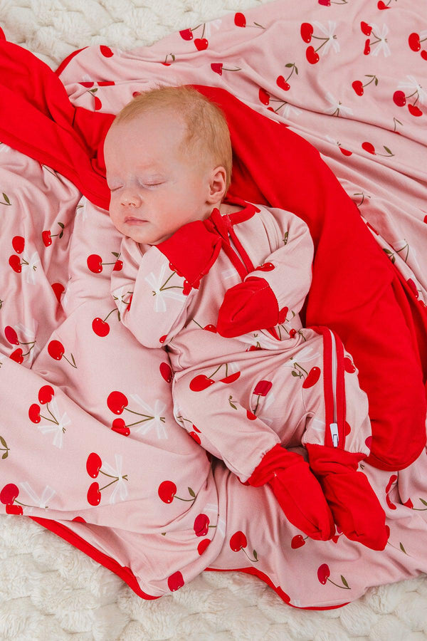 Bamboo Sweet Cherry Double Sided Blanket | Sparkle in Pink