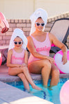 Mom & Me - "Besties" Pink One Piece Swimsuit