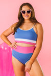 Mom & Me - Blue Pink & White Striped Bikini | Sparkle in Pink