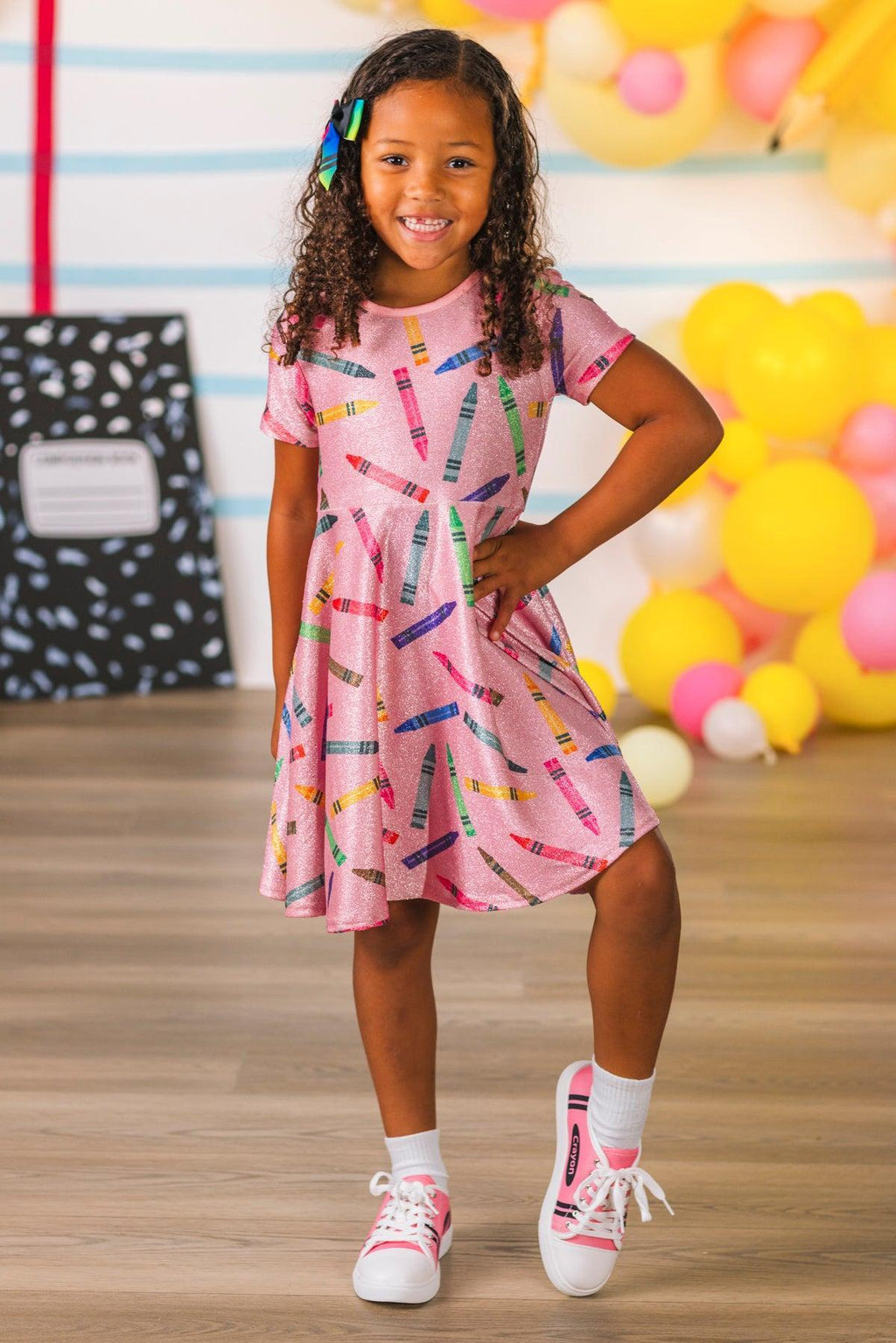Mom & Me - Pink Glitter Crayon Dress | Sparkle in Pink