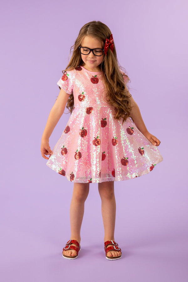 Pink Sequin Apple Dress | Sparkle in Pink