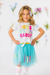 "Eggstra Sassy" Chenille Patch Tutu Skirt Set | Sparkle in Pink