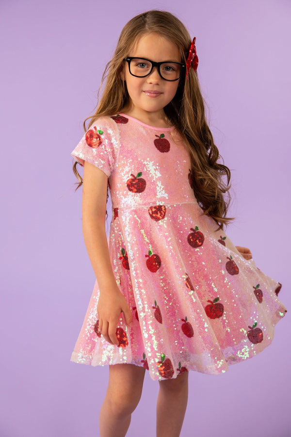 Pink Sequin Apple Dress | Sparkle in Pink