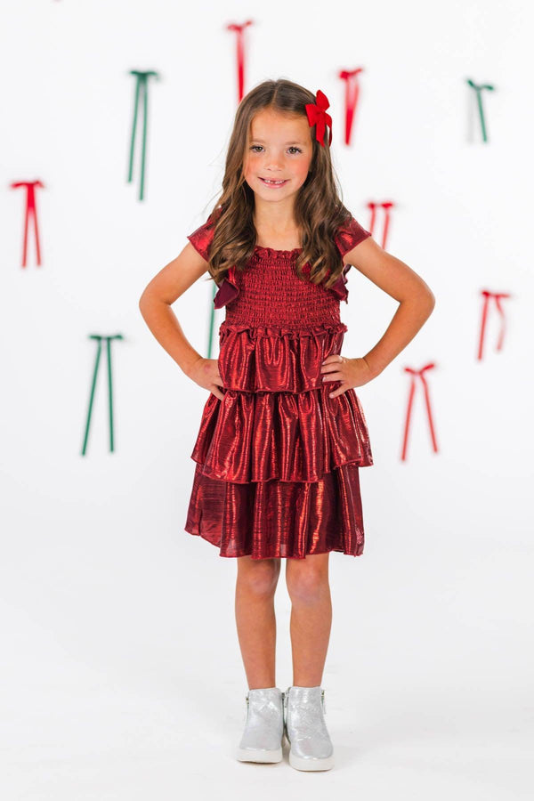 Mom & Me - Red & Green Metallic Dress