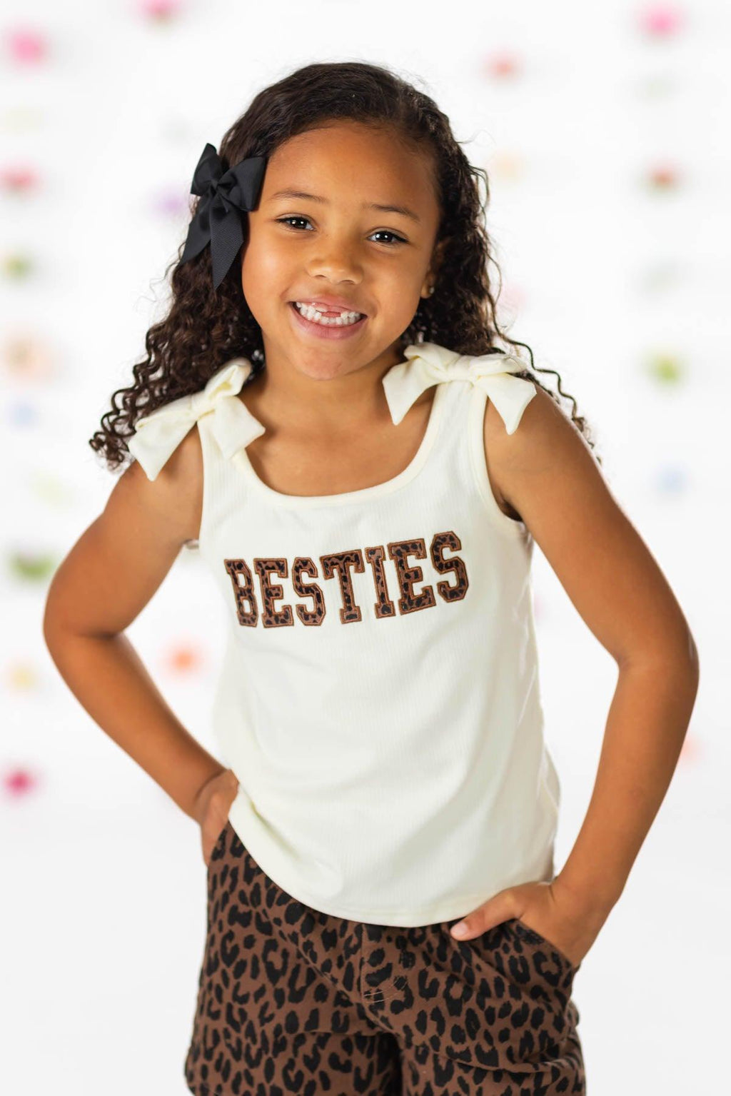 "Besties" Cheetah Denim Short Set | Sparkle in Pink