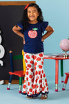 "Welcome Back To School" Apple Bell Bottom Set | Sparkle in Pink