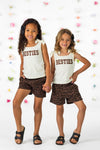 "Besties" Cheetah Denim Short Set | Sparkle in Pink