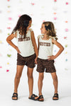 "Besties" Cheetah Denim Short Set | Sparkle in Pink
