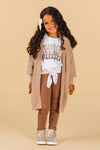 Tan Cardigan Sweater | Sparkle in Pink