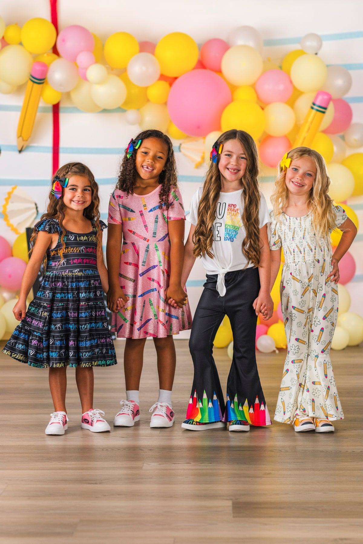Mom & Me - Pink Glitter Crayon Dress | Sparkle in Pink