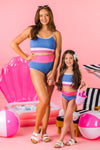 Mom & Me - Blue Pink & White Striped Bikini | Sparkle in Pink