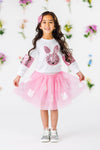 White & Pink Sequin Bunny Top | Sparkle in Pink