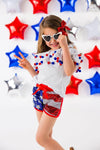 White Pom Pom Sequin Flag Short Set - Sparkle in Pink