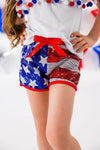 White Pom Pom Sequin Flag Short Set - Sparkle in Pink