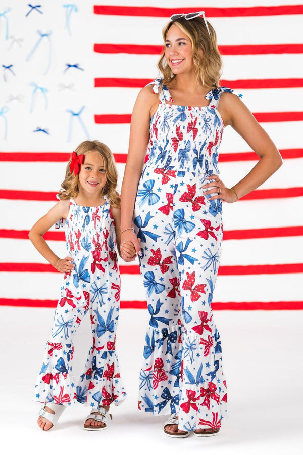 Mom & Me - Red White & Blue Bow Jumpsuit | Sparkle in Pink