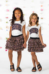 "Besties" Cheetah Sequin Skirt Set | Sparkle in Pink