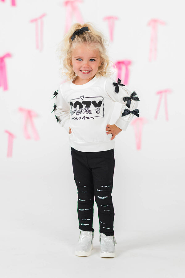 "Cozy Season" White Distressed Legging Set