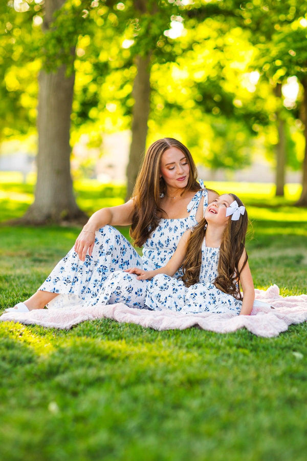 Mom & Me - White & Blue Floral Jumpsuit | Sparkle in Pink