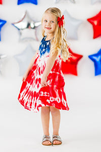 Red White & Blue Tie Dye Tank Dress