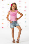 "Besties" Denim Short Set | Sparkle in Pink