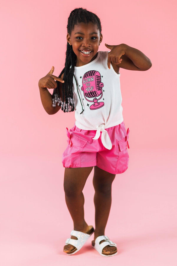 "Born To Yap" Pink Short Set | Sparkle in Pink