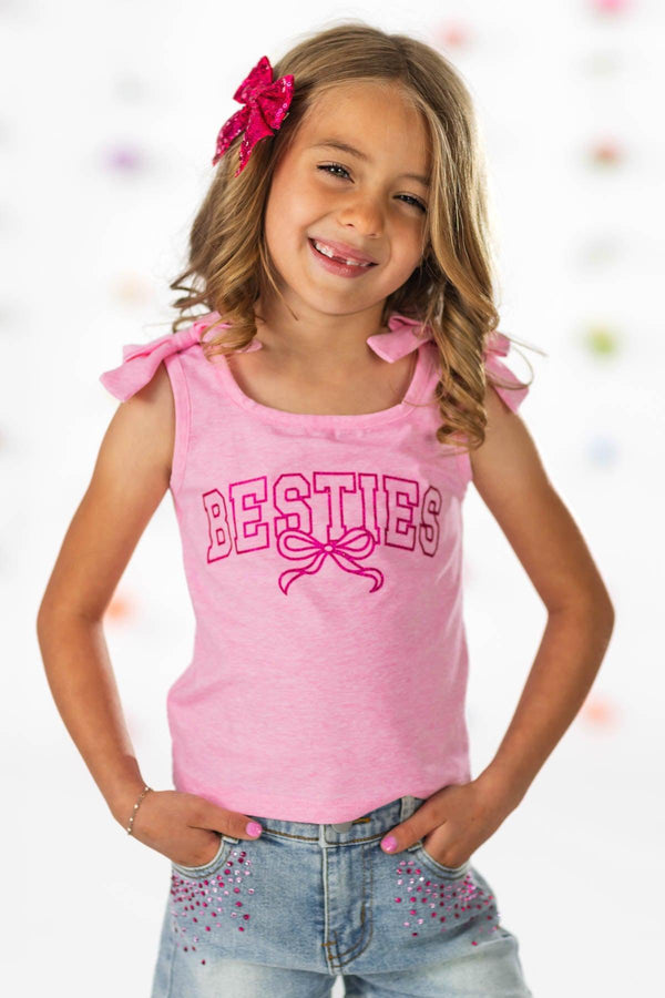 "Besties" Denim Short Set | Sparkle in Pink