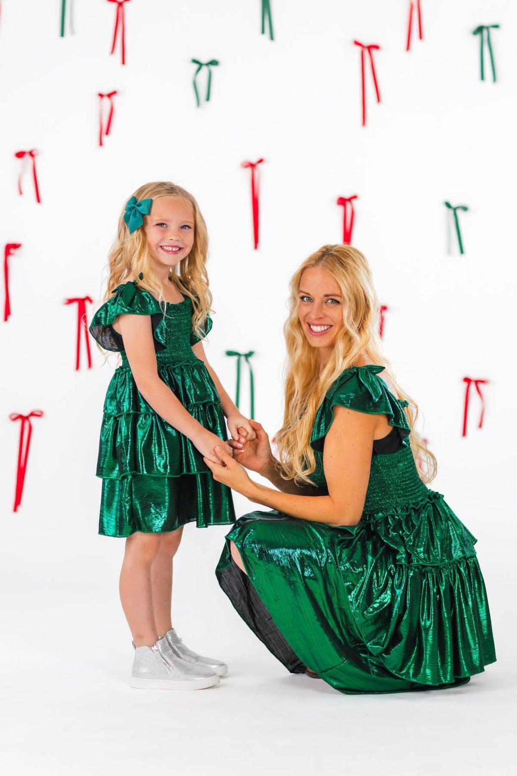 Mom & Me - Red & Green Metallic Dress
