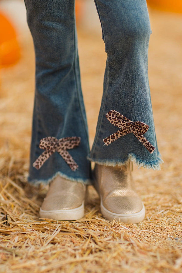 "Thankful" Cheetah Bow Denim Flare Set