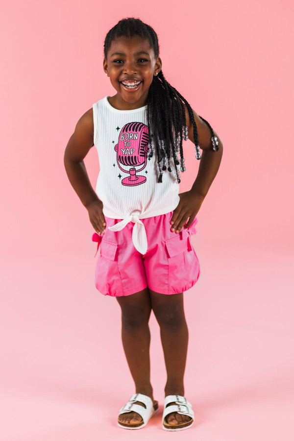"Born To Yap" Pink Short Set | Sparkle in Pink
