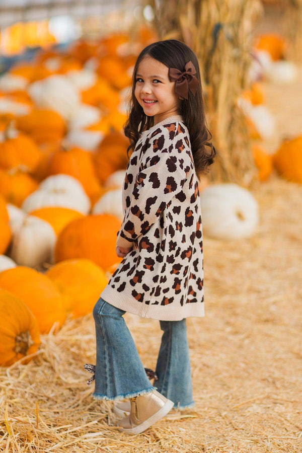 "Thankful" Cheetah Bow Denim Flare Set