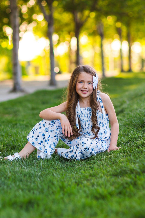 Mom & Me - White & Blue Floral Jumpsuit | Sparkle in Pink