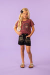 "It's A Beautiful Day To Learn" Denim Short Set | Sparkle in Pink